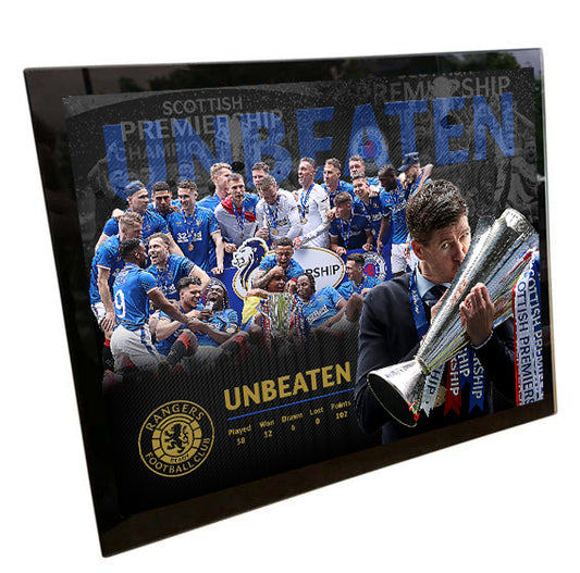 8x6 Rangers Premiership Unbeaten 20/21 Champions Montage Glass Frame