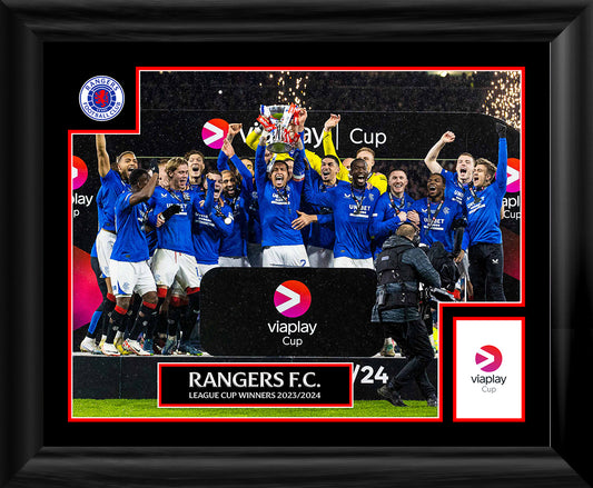 20x16" Rangers League Cup Winners Trophy Lift Framed Print 2023