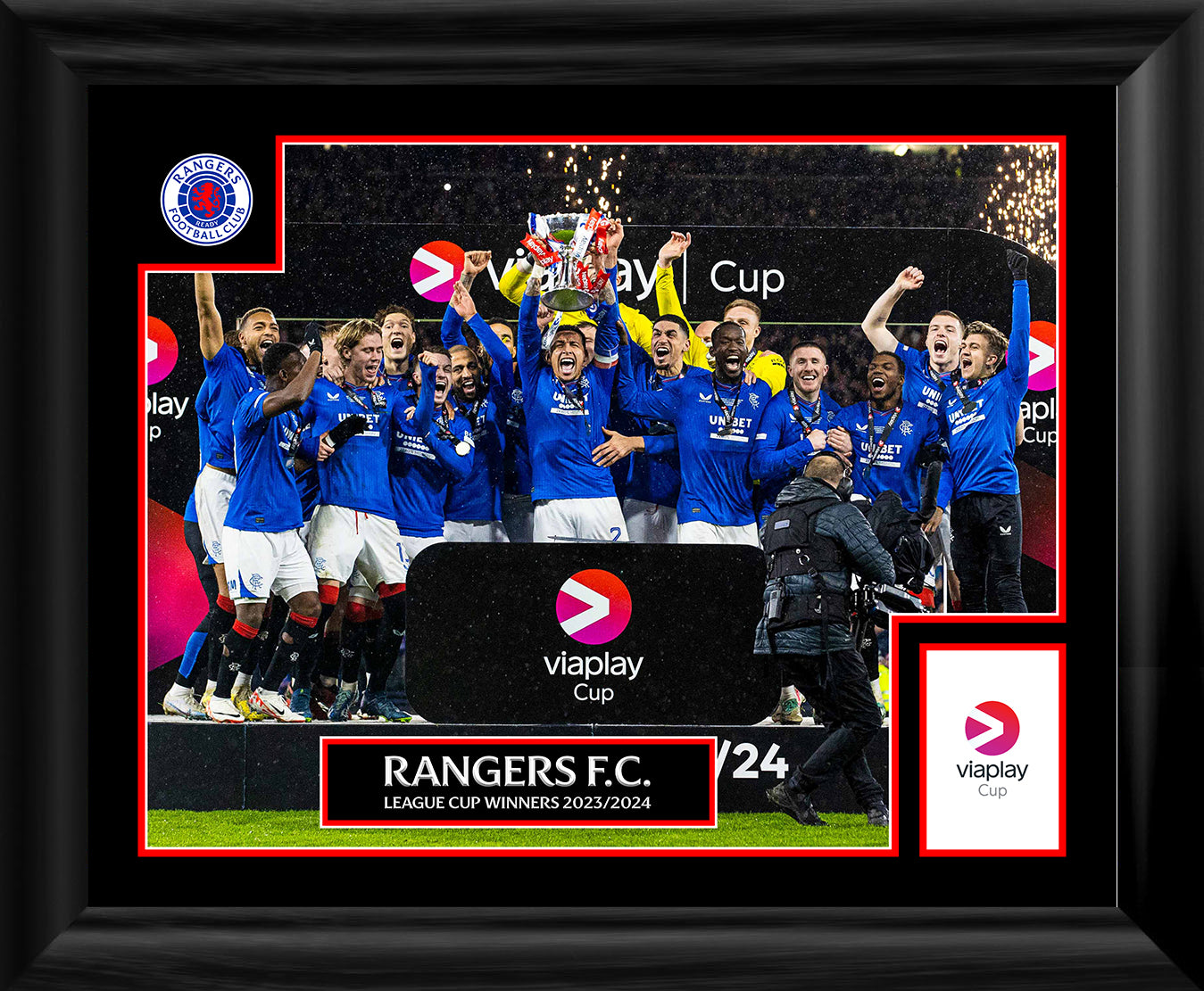 20x16" Rangers League Cup Winners Trophy Lift Framed Print 2023