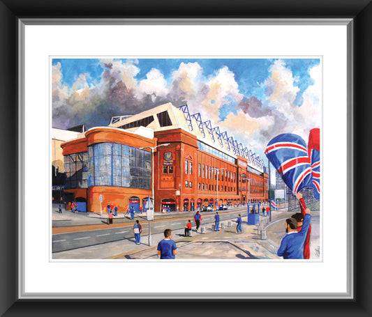 20x16" Ibrox "Going to the Match" Artist Framed Print