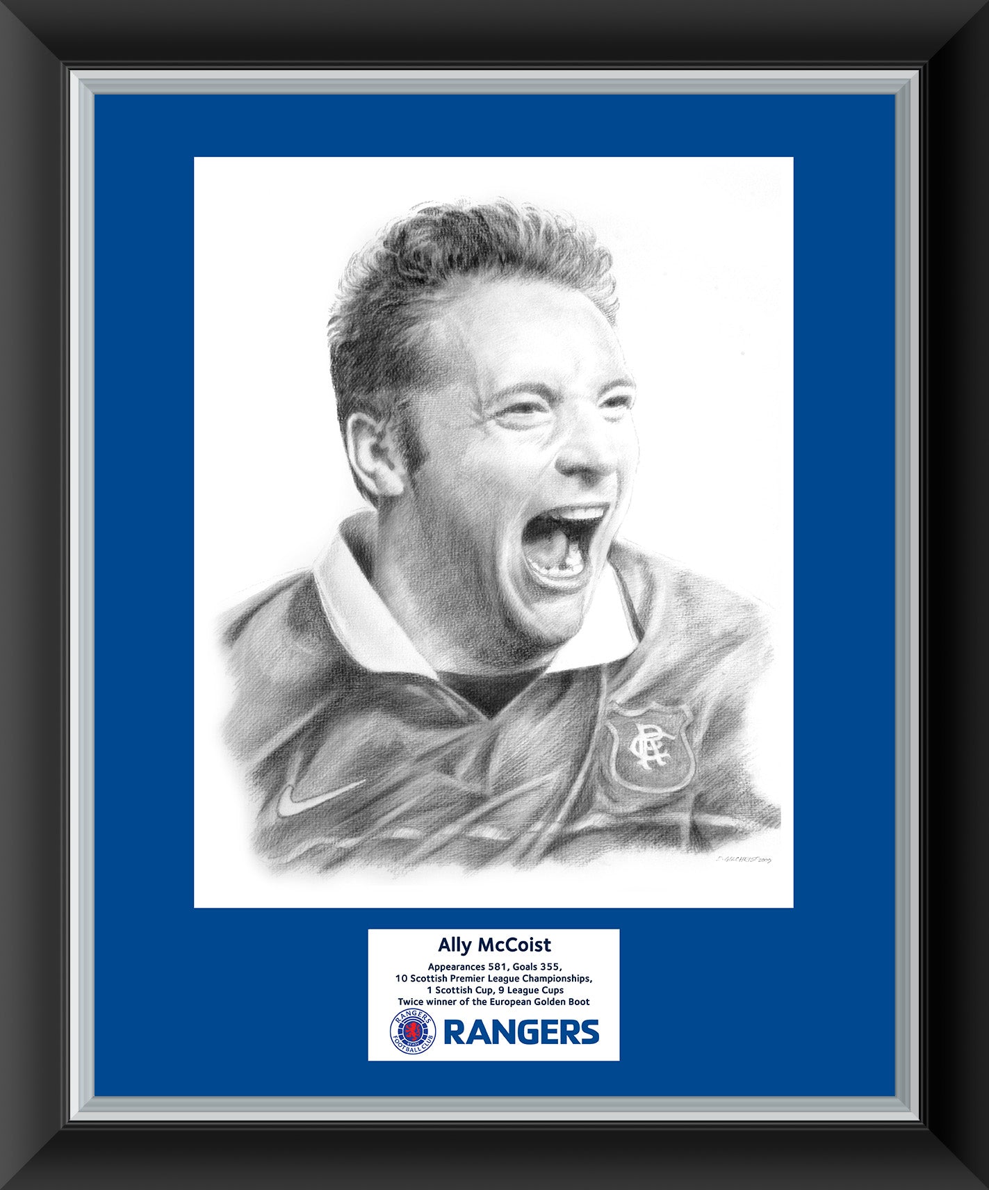 20x16" Ally McCoist Sketch Framed Print