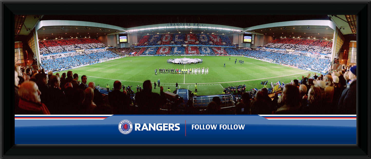 30x11" Ibrox Follow Follow Panoramic Framed Print