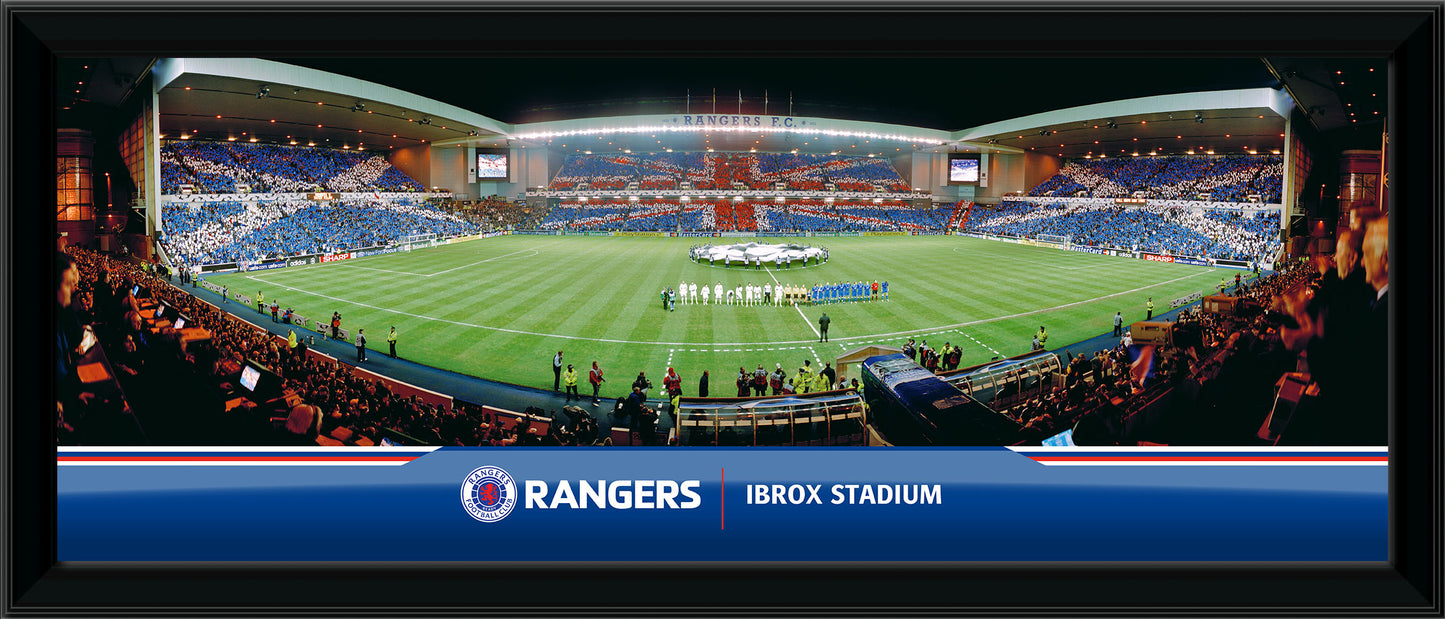 30x11" Ibrox Union Jack Flags Panoramic Framed Photograph