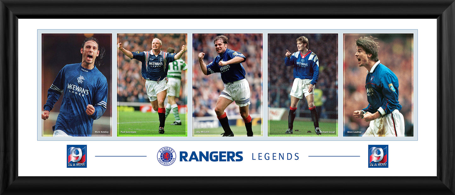 30x11" 9 in a Row Rangers Legends Framed Print