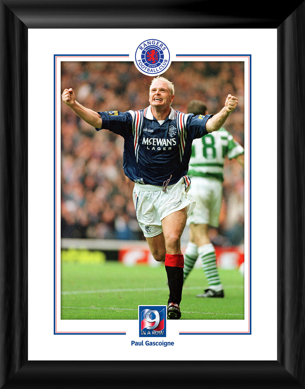 12x16" Paul Gascoigne 9 in a Row Framed Print