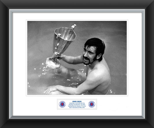 20x16" John Greig 1972 Cup Winners Cup in Bath Framed Print