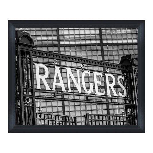 Ibrox "Rangers Gate" 20x16 Black and White Framed Print