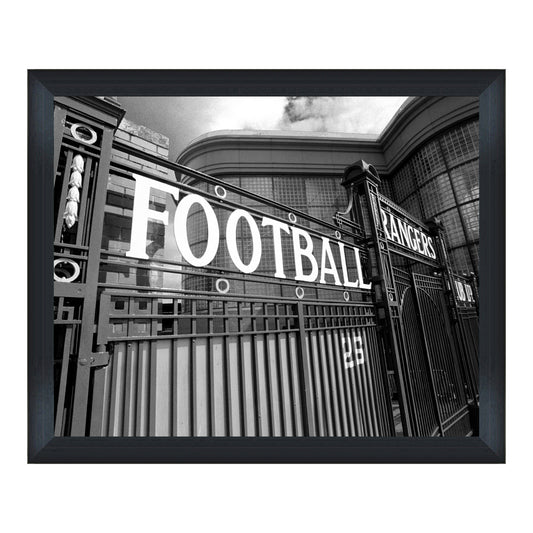 Ibrox "Football Gate" 20x16 Black and White Framed Print