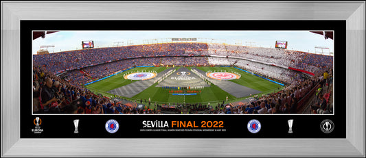 30"x11" Rangers UEFA Europa League Seville Panoramic Framed Print
